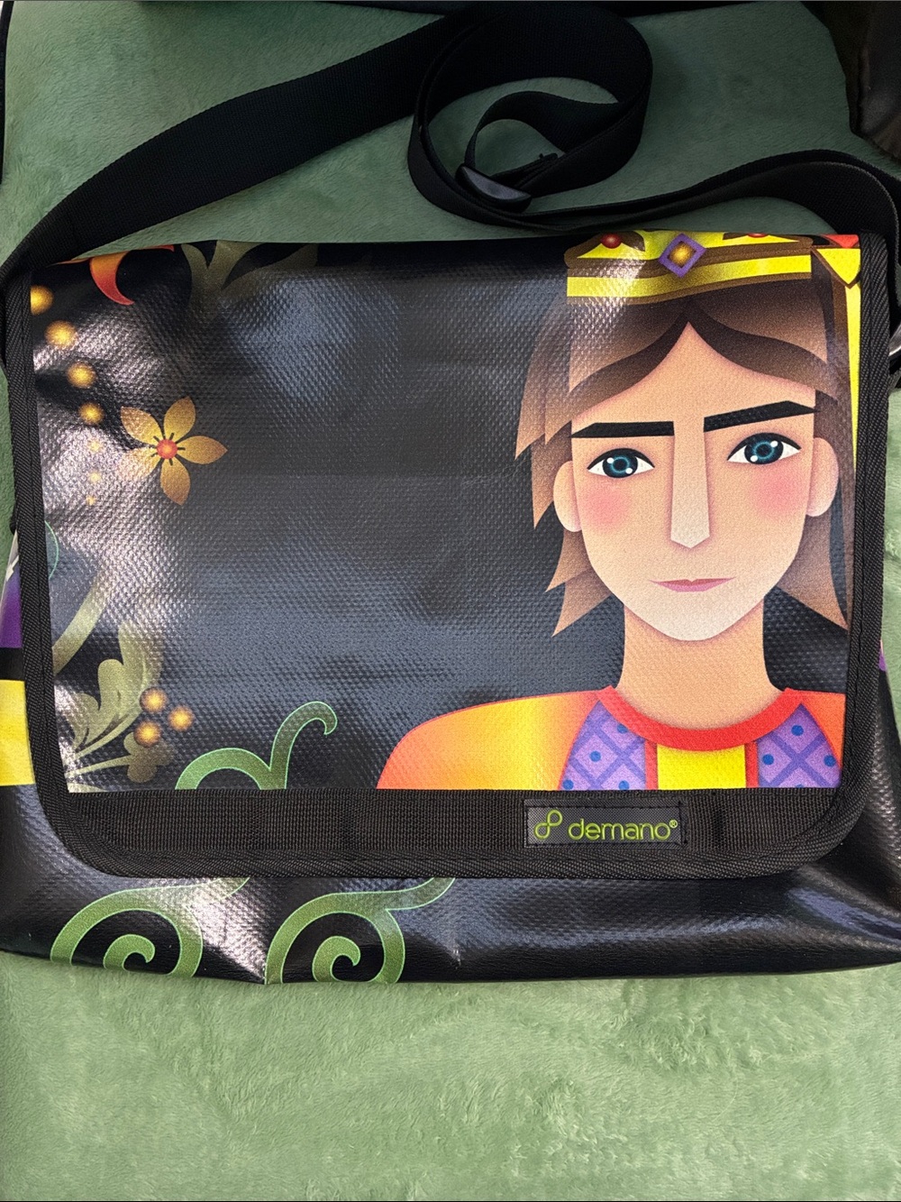 Demano 1of a kind Crossbody Msngr Bag w/Colorful Illustration ♻️Barcelona Banner